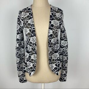 Frenchi Black & White Floral Cardigan